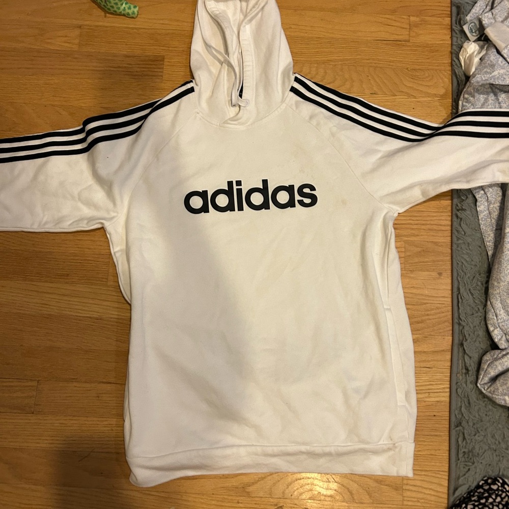 Adidas Classic White Hoodie with Black Accents